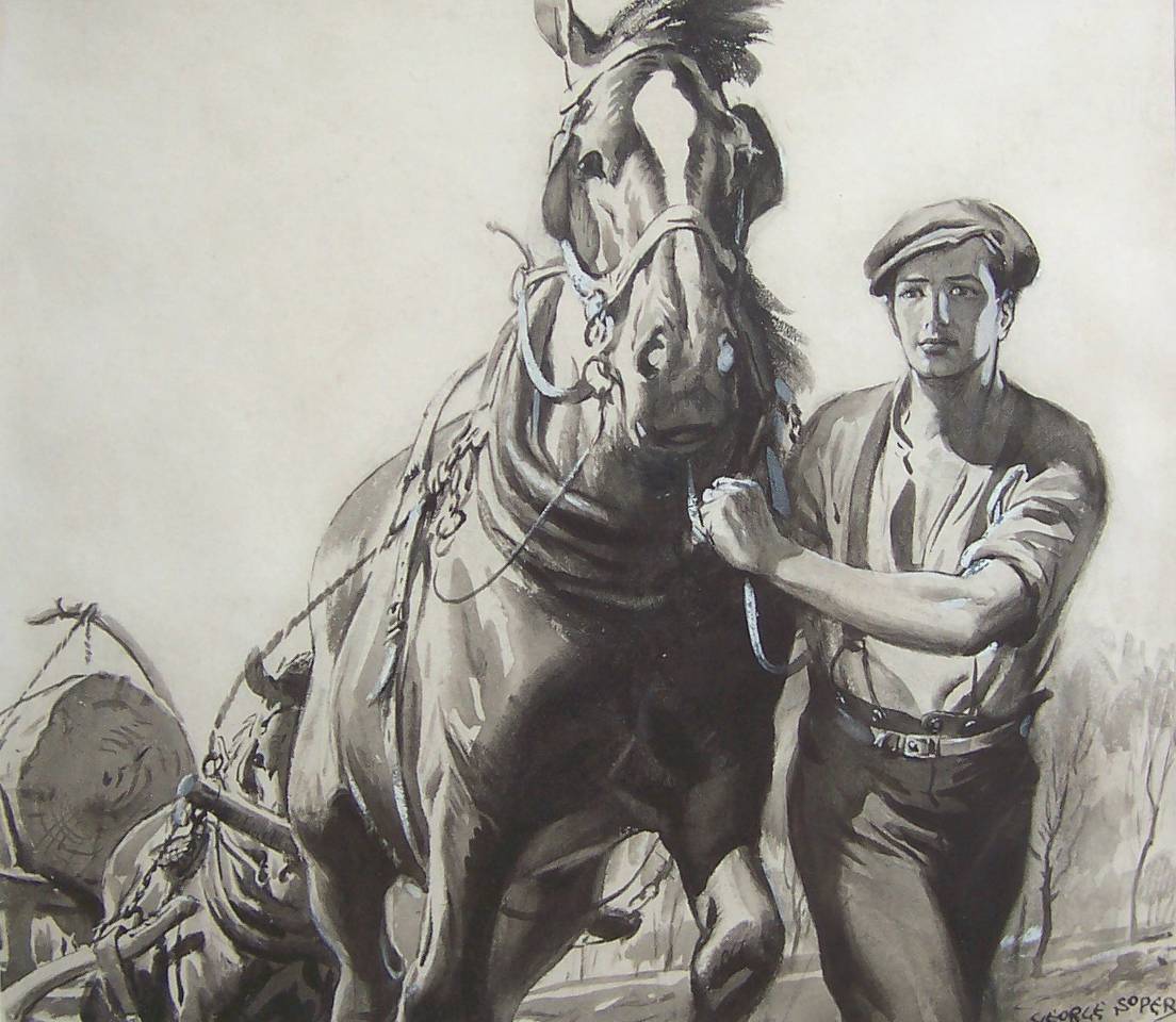 Man Leading Working Horse
