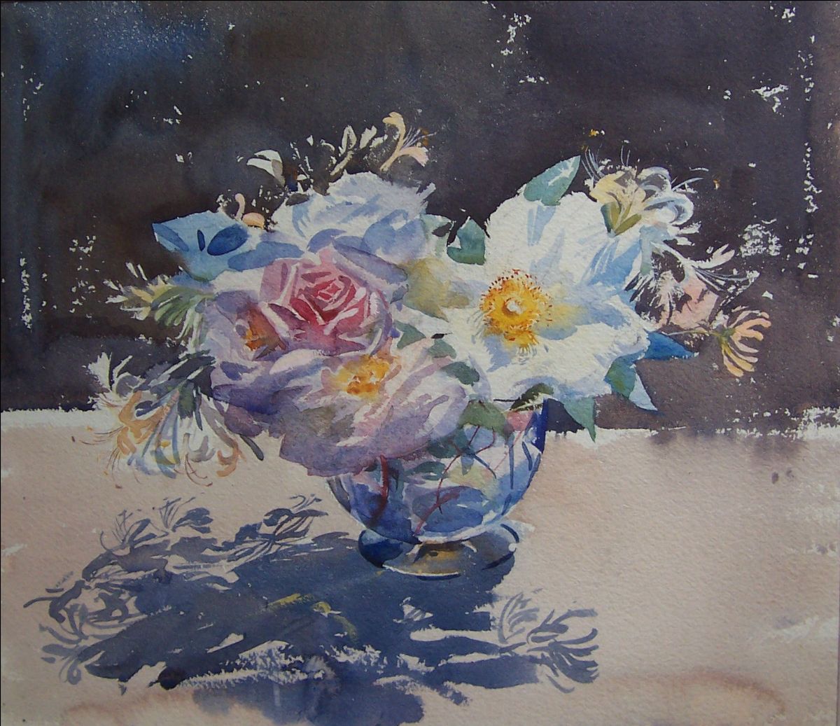  Roses and Honeysuckle in a Glass Bowl – Eileen Soper